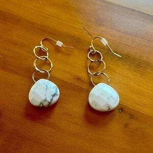 WHITE stone dangle earrings